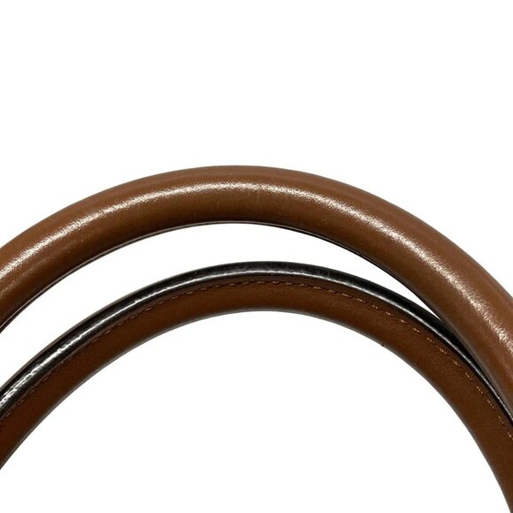 Auth BURBERRY LONDON ENGLAND Canvas Monogram Stripe Belt Tote Beige Dark Brown - Picture 7 of 16